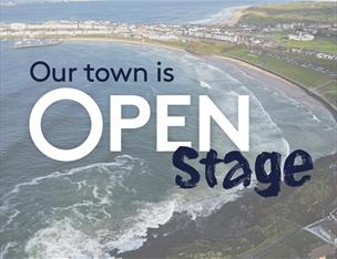 text reads 'Our town is open stage'