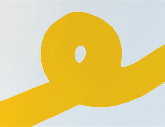 a yellow loop shape on a plain background