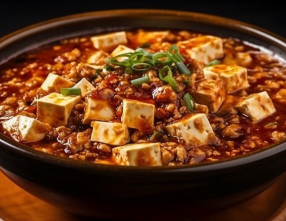 Bowl of Chinese food with tofu