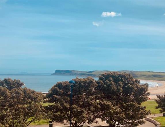 A view of the ballycastle beach from the upper floors of the marine hotel.