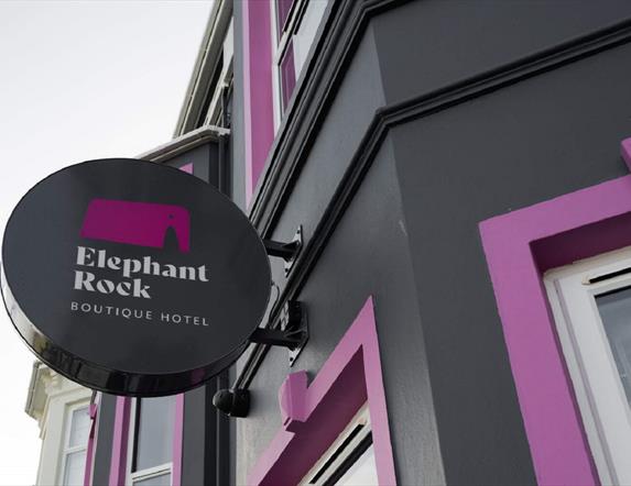Exterior signage for Elephant Rock Hotel
