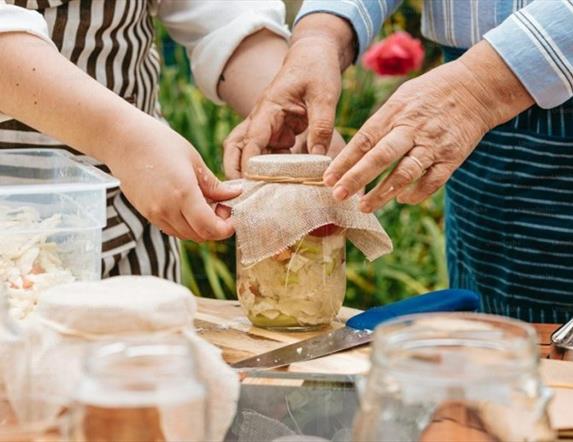 Jar with delicious homemade ferments.