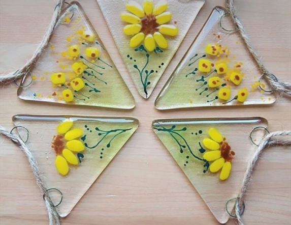 Beautiful colourful stained glass bunting.