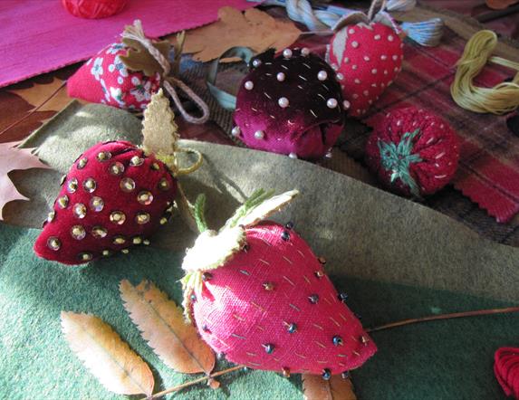 little fabric strawberry decorations