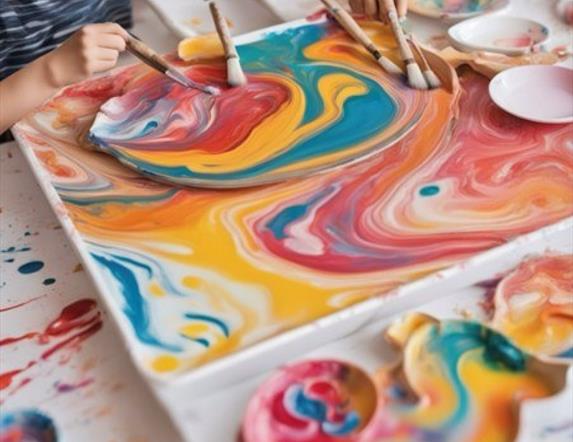 A beautiful coloured piece of marbled artwork