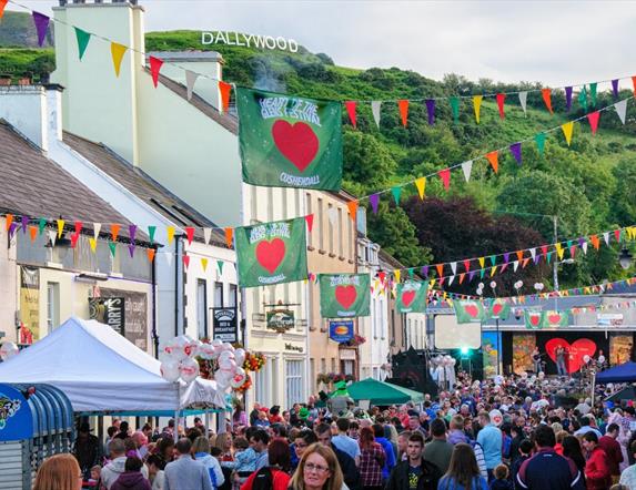 Crowds line the streets in Cushendall