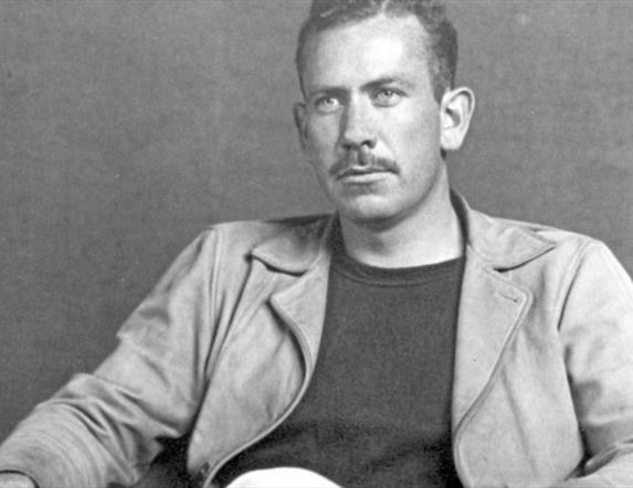 black and white image of author John Steinbeck