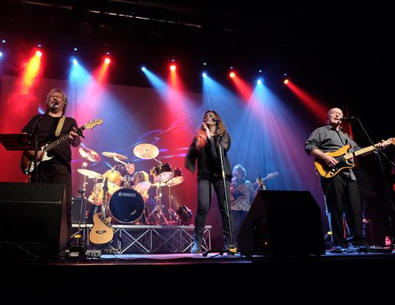 A stage photo of the illegals performing.