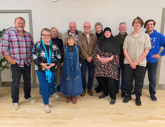 Performers for the storytelling event with Colin Urwin.