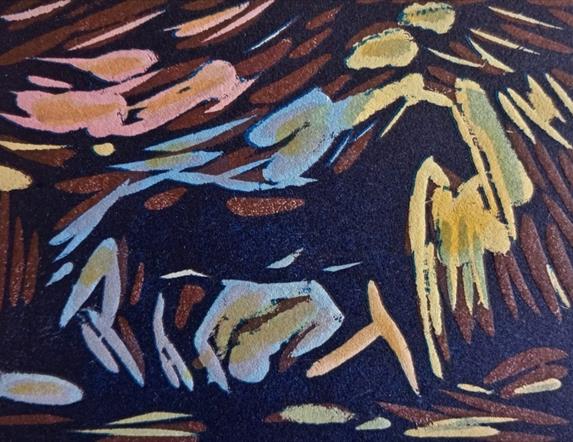 Beautiful colourful linoprint design