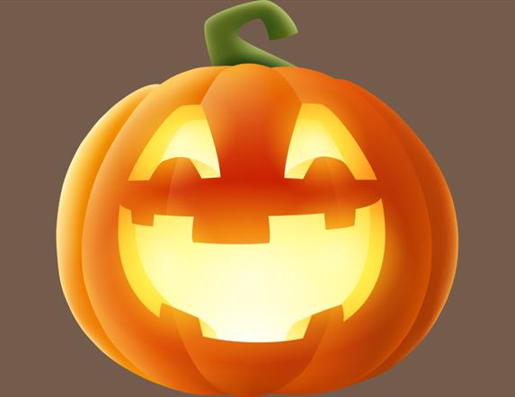 computer graphic of a smiling carved pumpkin