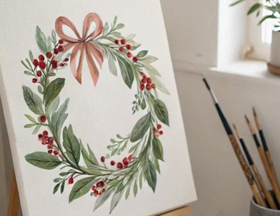 A painted christmas wreath