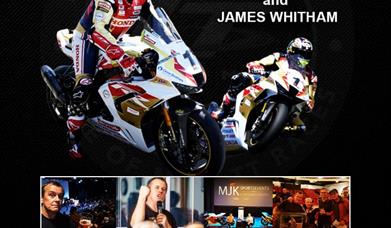 Image shows the event poster with John McGuiness sitting on a motorbike