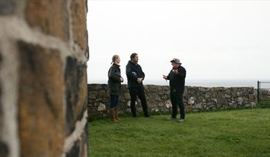 Tour group outside of Mussenden temple