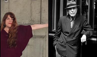 Collage of singer Christine Tobin and Leonard Cohen