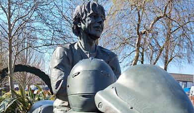 statue of Joey Dunlop at Dunlop Memorial Garden