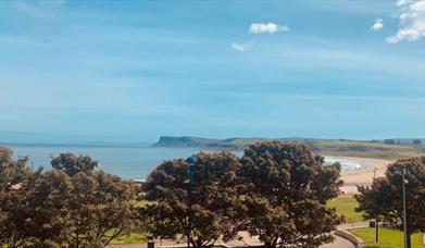 A view of the ballycastle beach from the upper floors of the marine hotel.