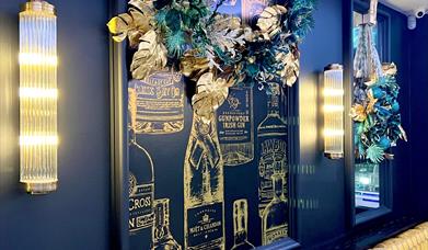 interior or lounge at Elephant Rock Hotel, decorated with a Christmas garland