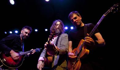 Image of 3 member of hothouse flowers on stage.