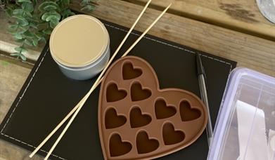 candle making kit shaped like a heart