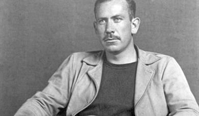 black and white image of author John Steinbeck