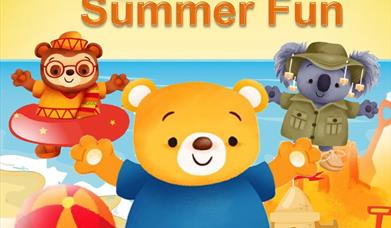 Image shows cartoon characters at the beach