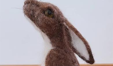 a wool-felted hare