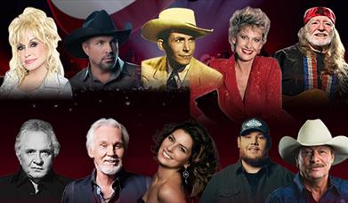 section from Legends of American Country poster depicting several well-known country music artists