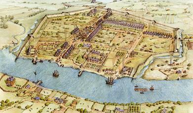 old map illustration of Coleraine and the River Bann