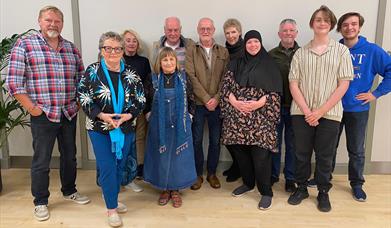 Performers for the storytelling event with Colin Urwin.