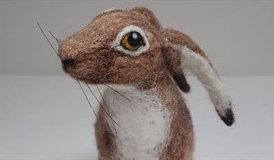 a wool-felted hare