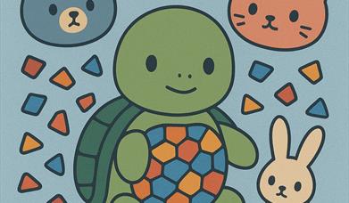 small cartoon animals with a large turtle taking centre stage
