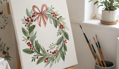 A painted christmas wreath