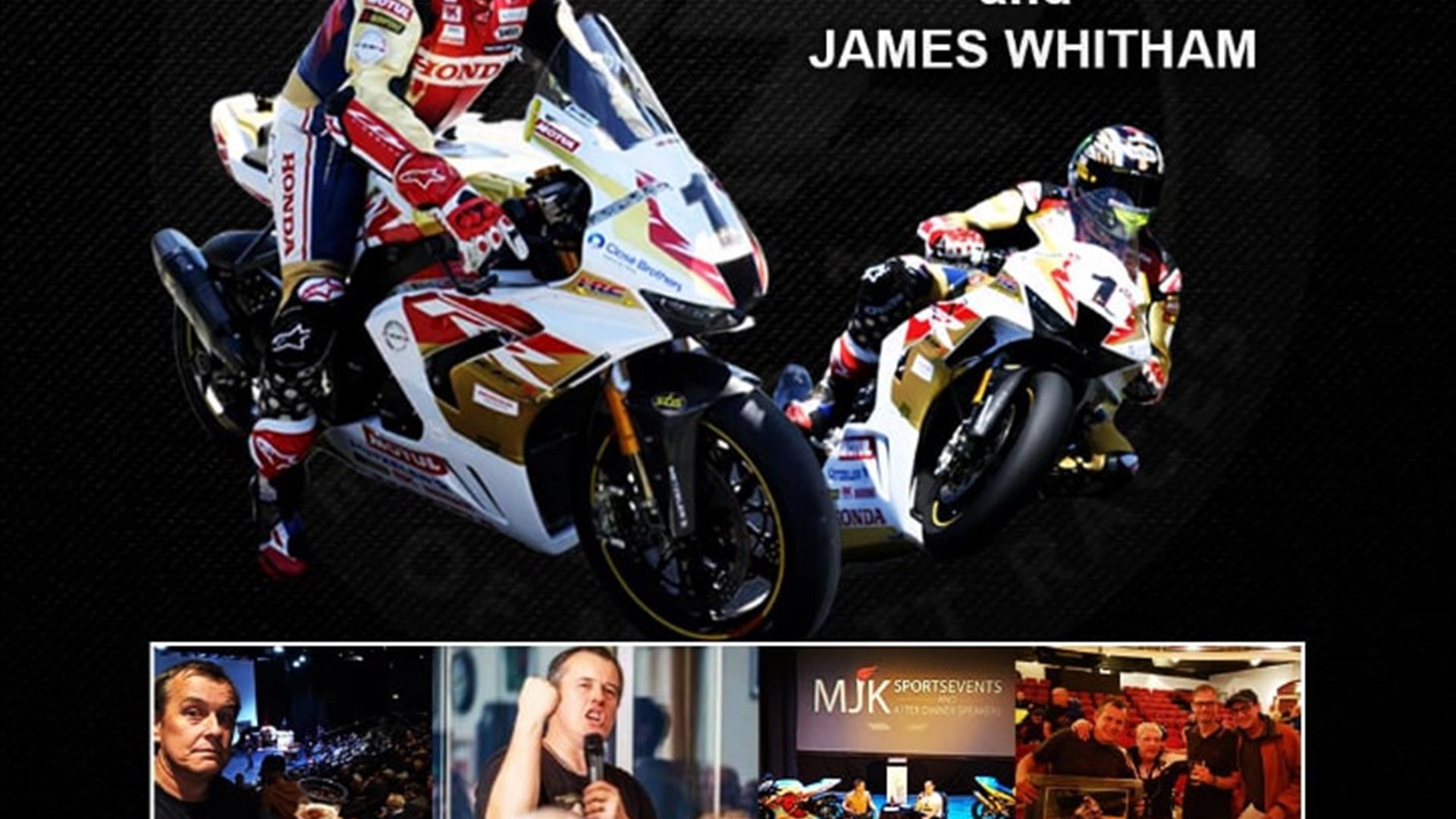 Image shows the event poster with John McGuiness sitting on a motorbike
