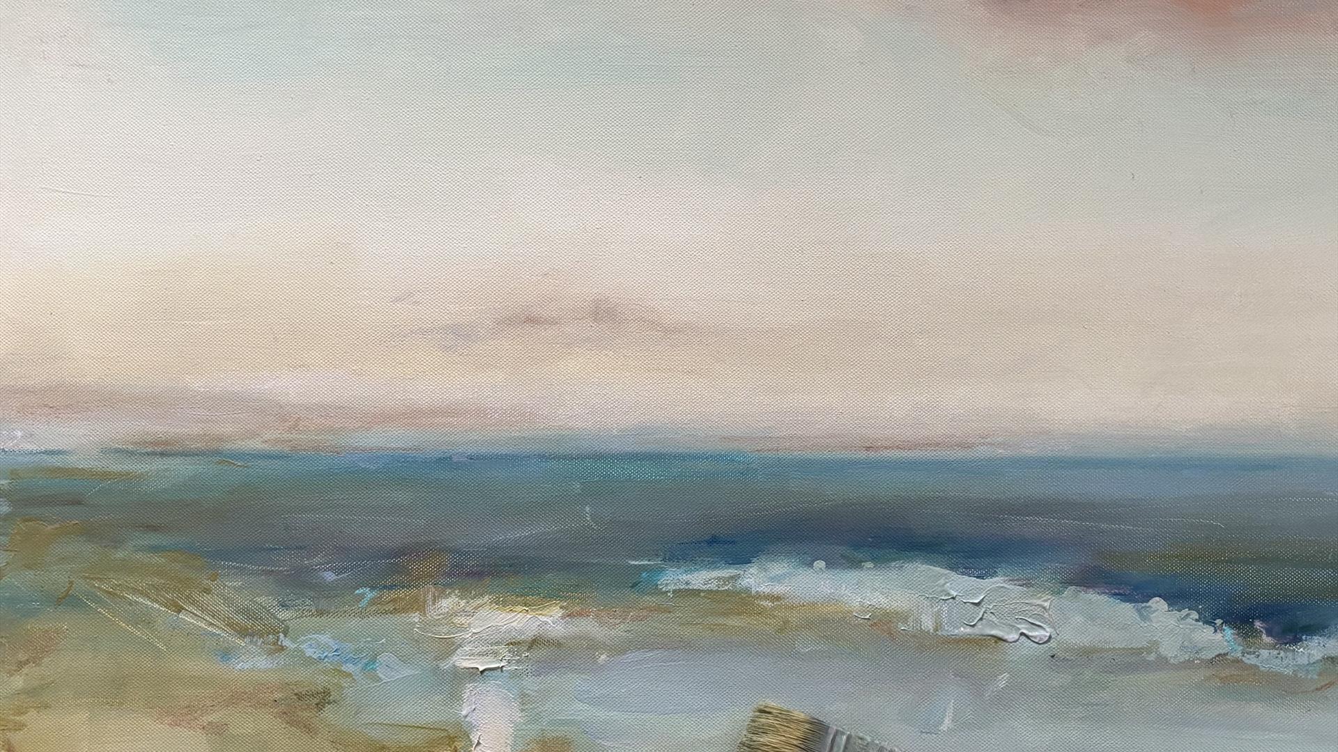 Oil painting of a coastal landscaoe