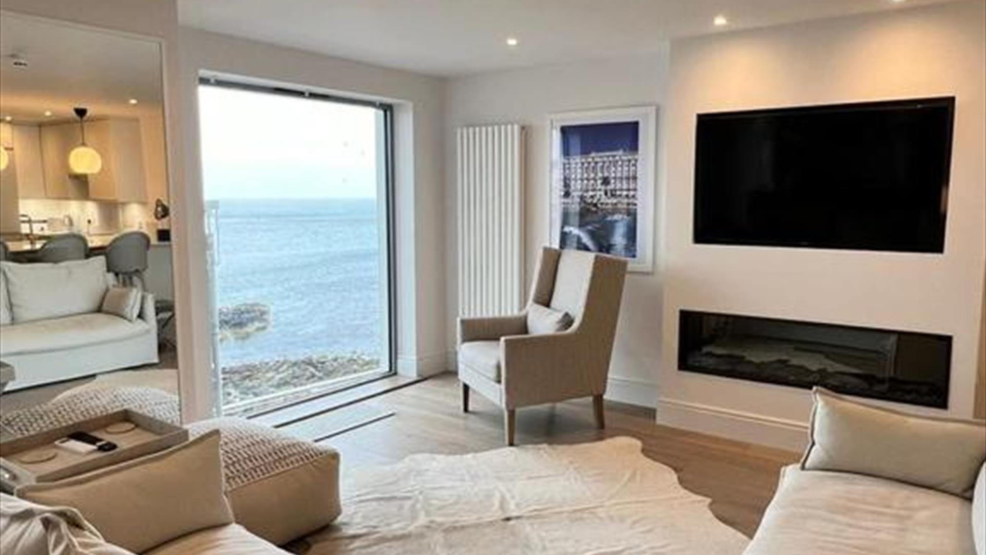 Image of living area with sea view