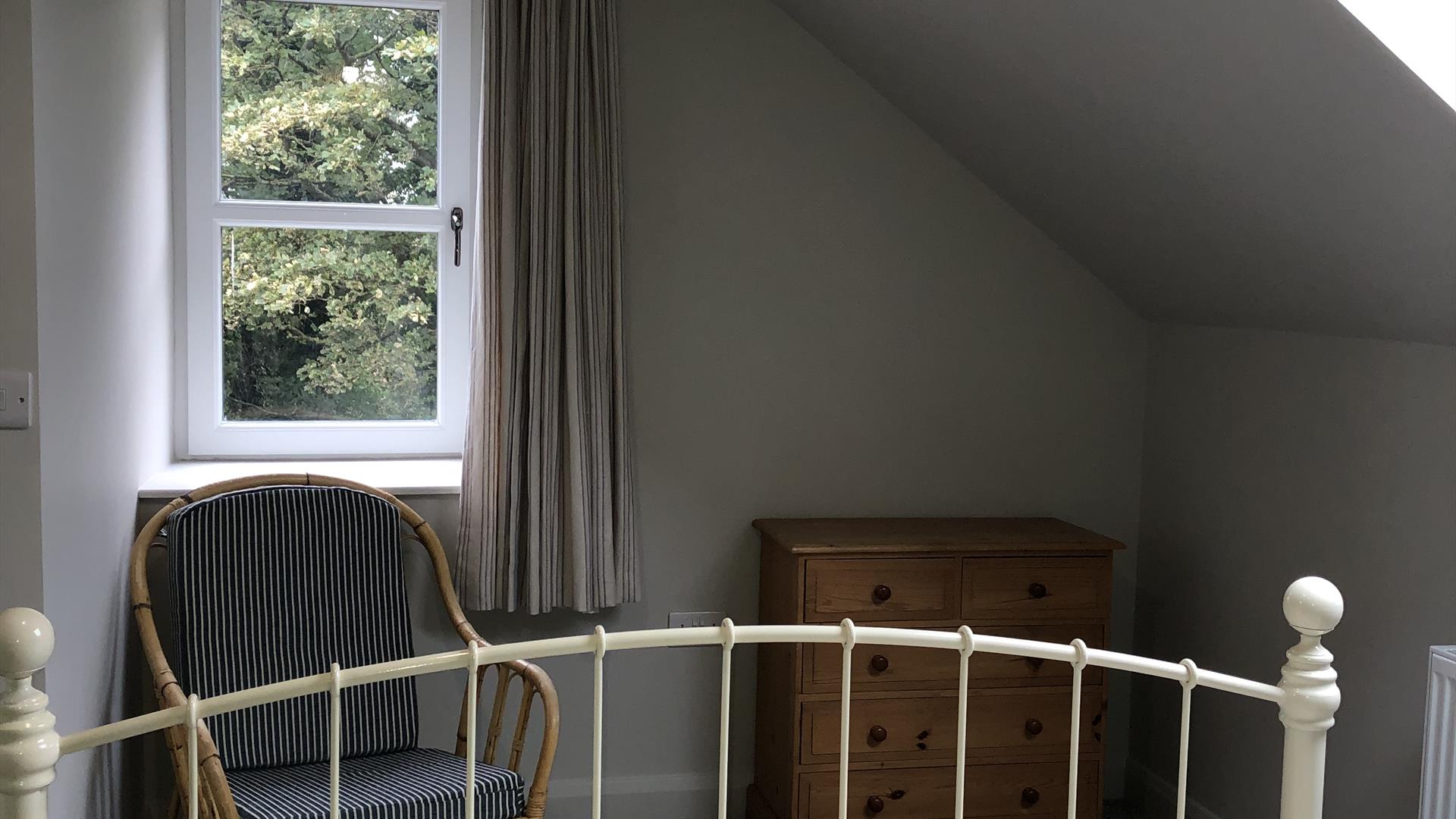 Bed, chair and chest of drawers