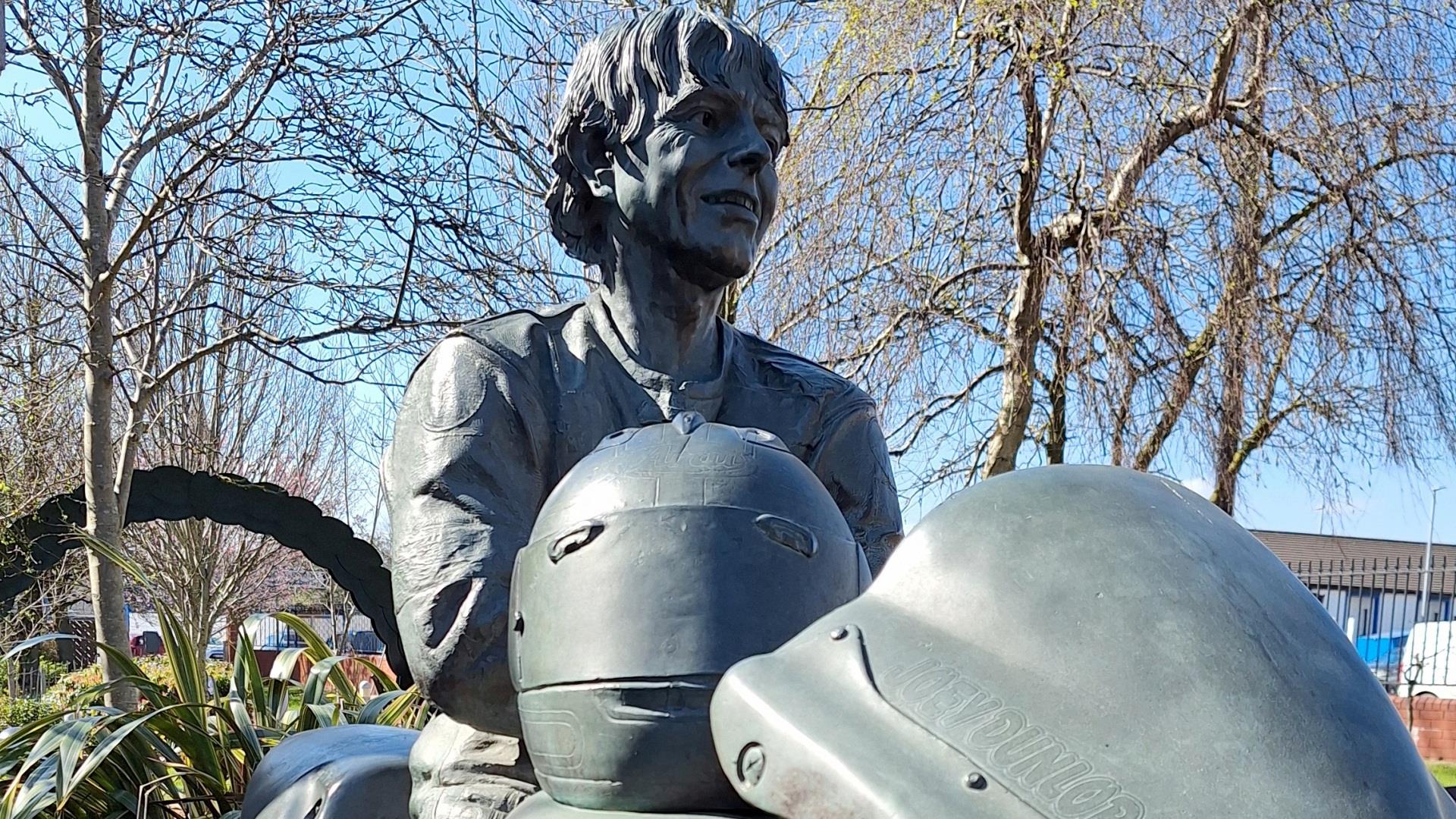 statue of Joey Dunlop at Dunlop Memorial Garden