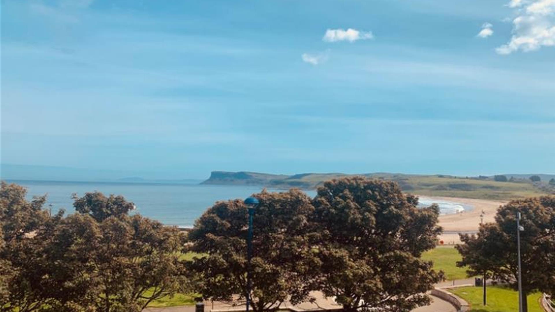 A view of the ballycastle beach from the upper floors of the marine hotel.