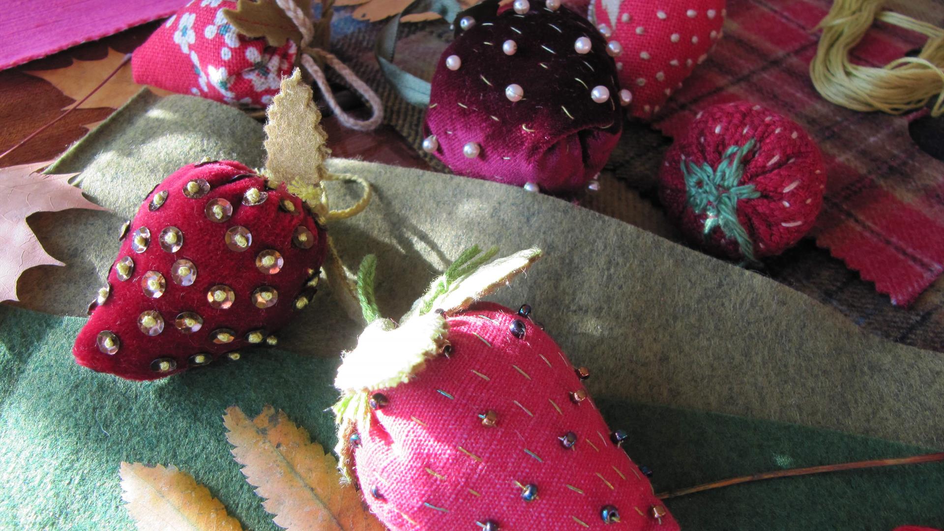 little fabric strawberry decorations