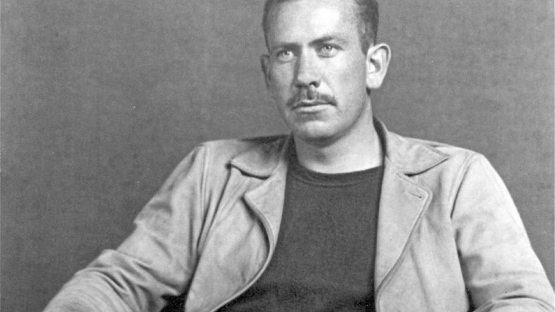 black and white image of author John Steinbeck