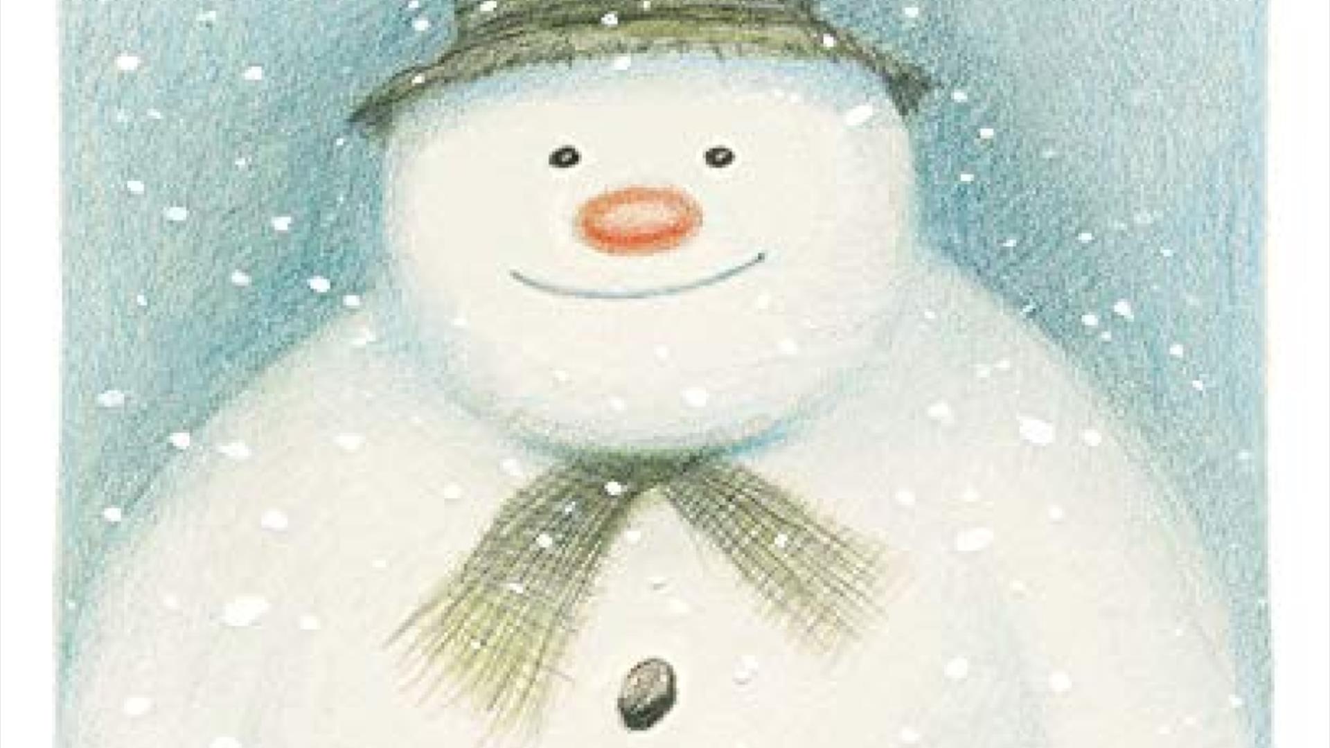 Image of a illustrated snowman smiling and wearing a green checked scarf and a green hat.