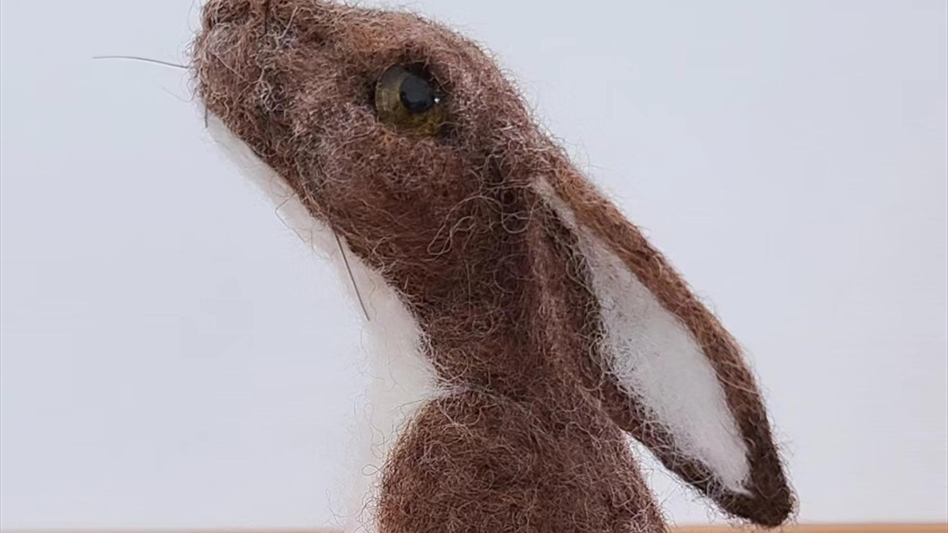 a wool-felted hare