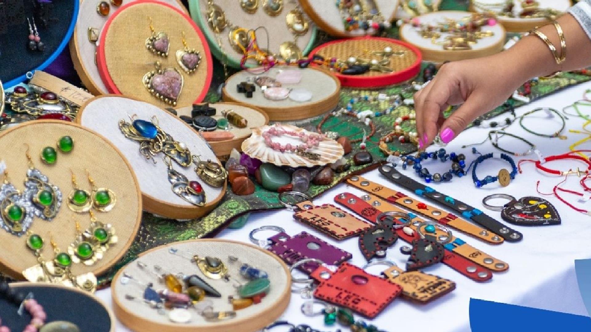 a selection of crafted jewellery displayed on a table