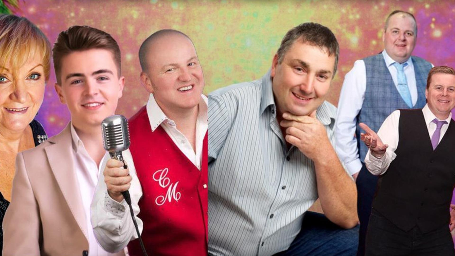 a collage of musical artists performing at Christmas Country with the Stars in December 2026 at Roe Valley Arts & Cultural Centre