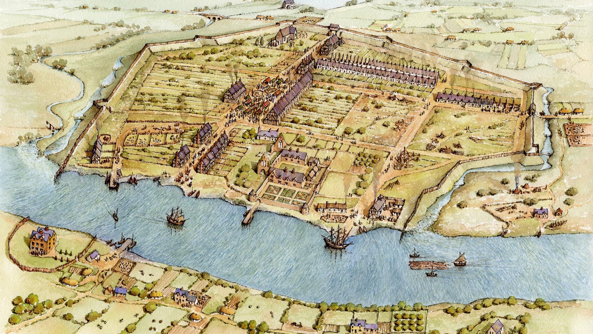 old map illustration of Coleraine and the River Bann