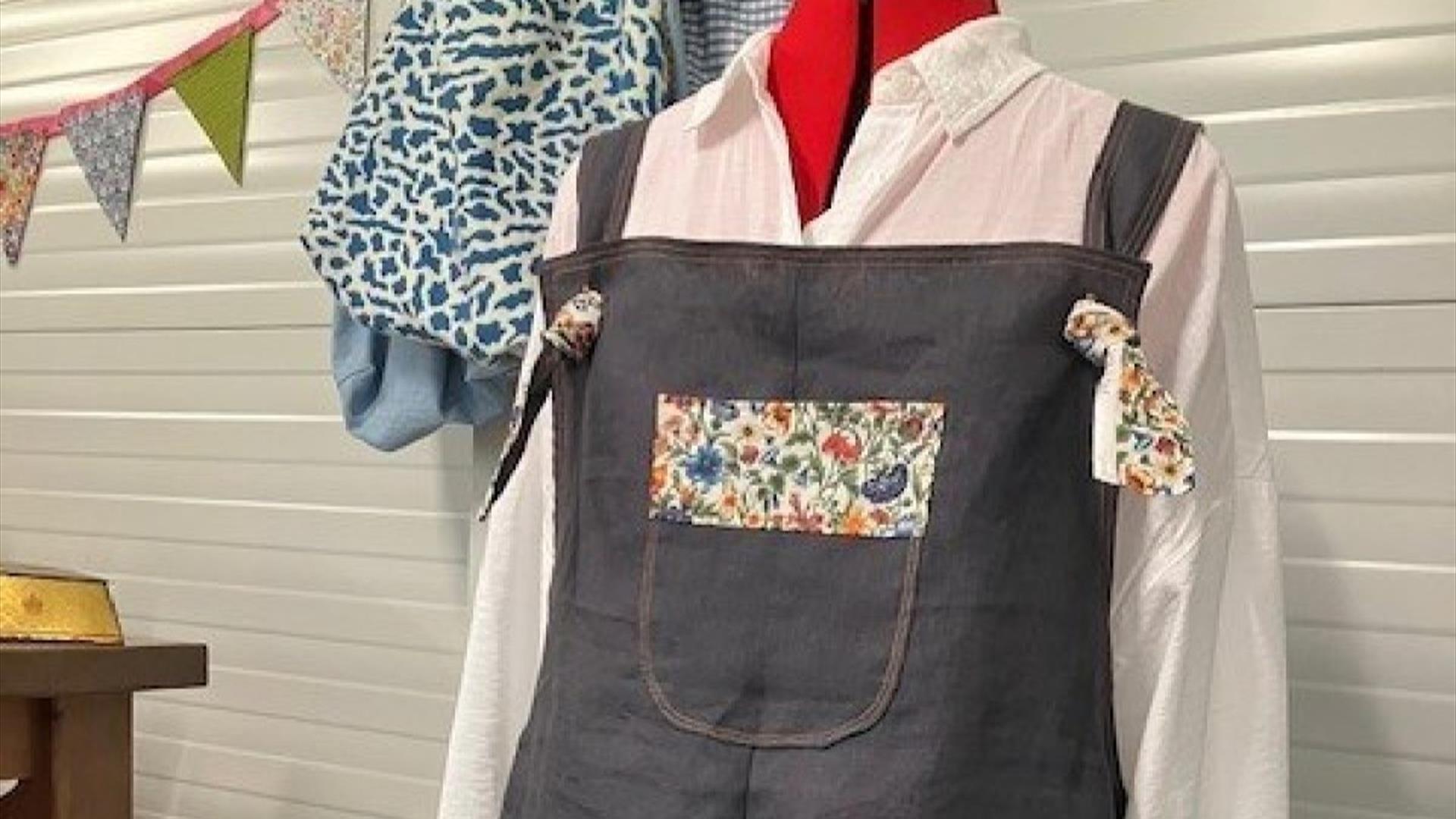 homemade dungarees modelled on a mannequin