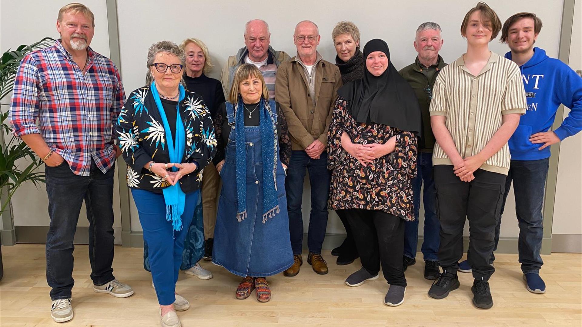 Performers for the storytelling event with Colin Urwin.