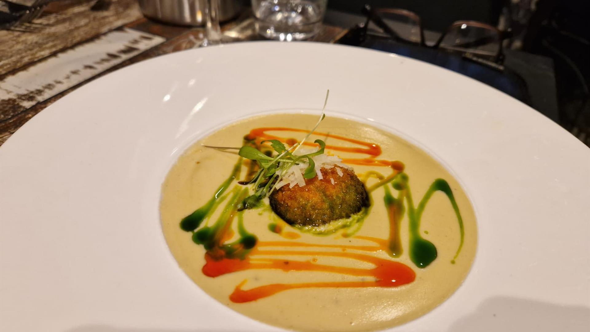 soup dish on a restaurant's table