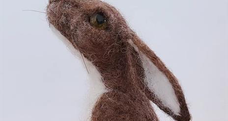a wool-felted hare
